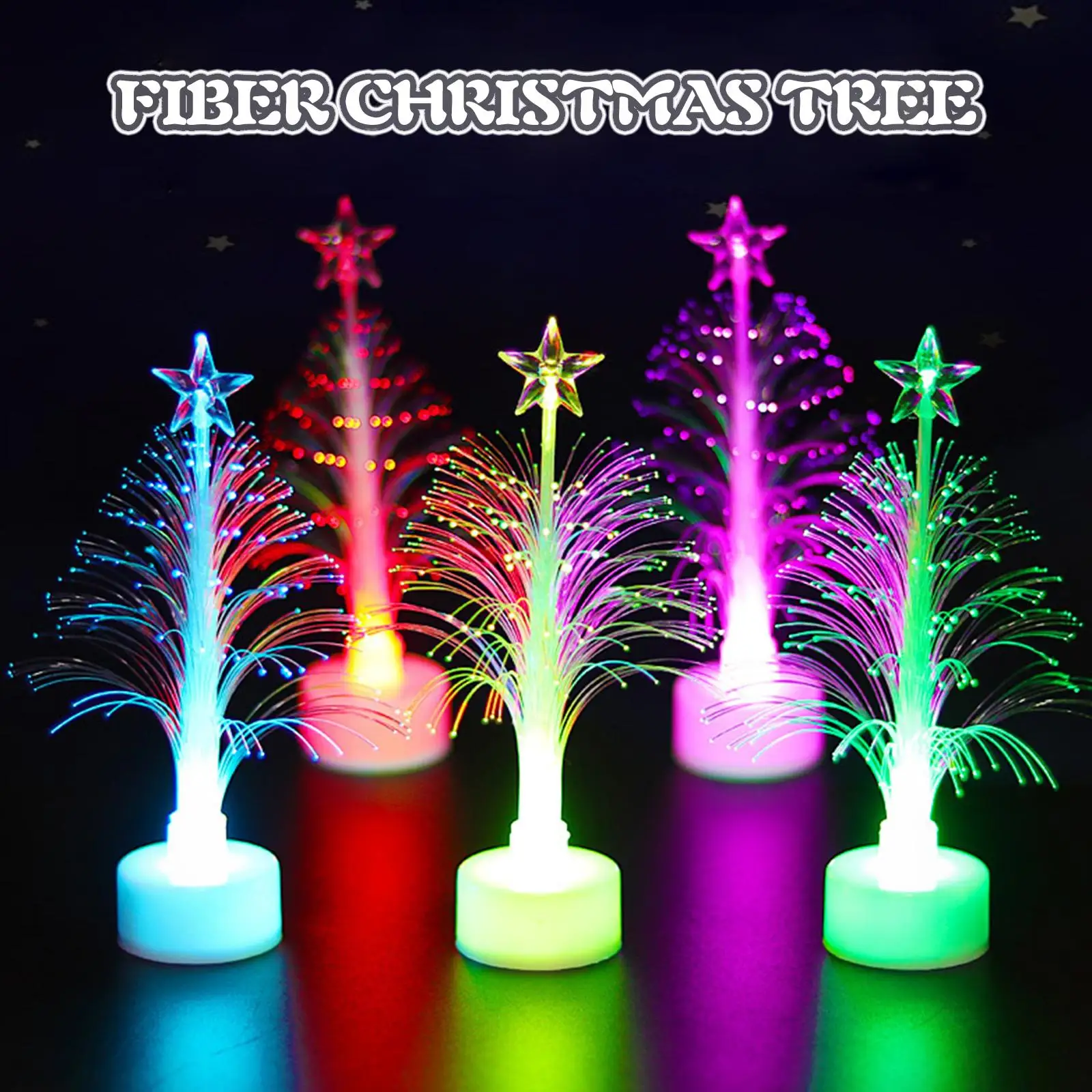 1pc Colorful LED Fiber Optic Nightlight Children Xmas Light Christmas Tree Decoration Lamp LED Xmas Mini Gift Light-up Nigh L5D6