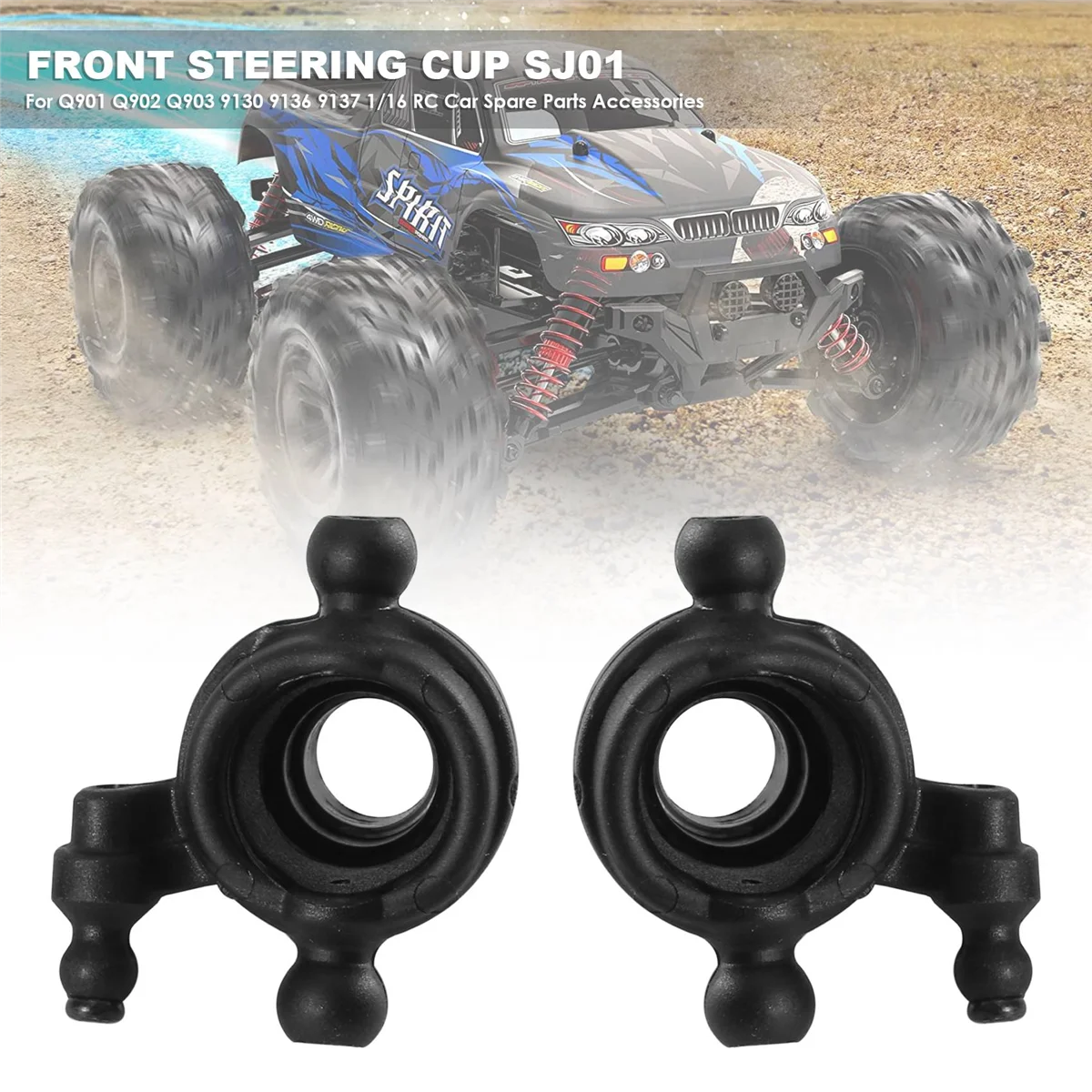 2 buah cangkir kemudi depan SJ01, untuk Xinlehong Hosim Q901 Q902 Q903 9130 9136 9137 1/16 Aksesori suku cadang mobil RC