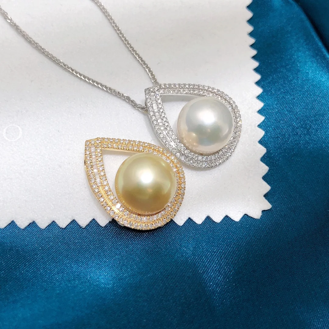 DIY 18K Pearls Pendants Bases Pedestals Necklaces for Women Not Include Pearls JY