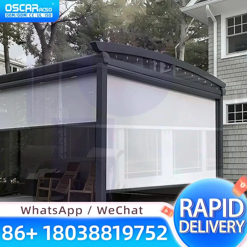 

Уличные жалюзи с умным управлением на молнии, жалюзи для патио с водонепроницаемой тканью для сада, террасы, балкона, рольставни