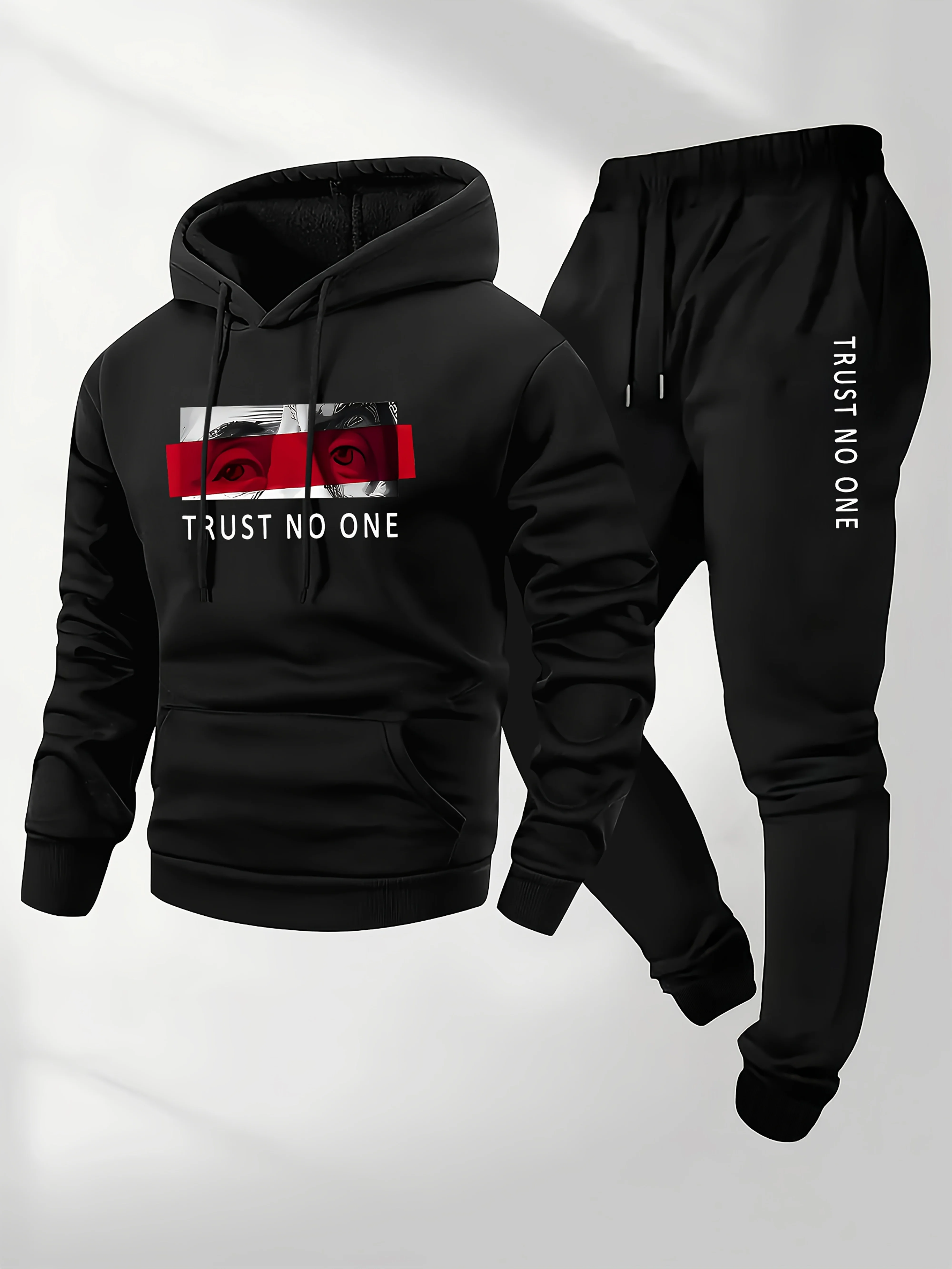 Men's Fall_Winter Casual Set Hooded Sweatshirt and Trendy Letter-Printed Men's Clothing Sports Outfit thick men's sweatshirt set
