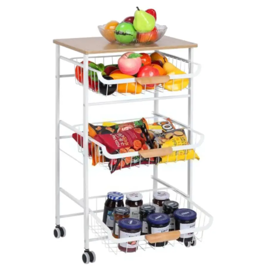 

The four story pull-out storage rack with handles can be used in kitchens, living rooms, bedrooms, etc