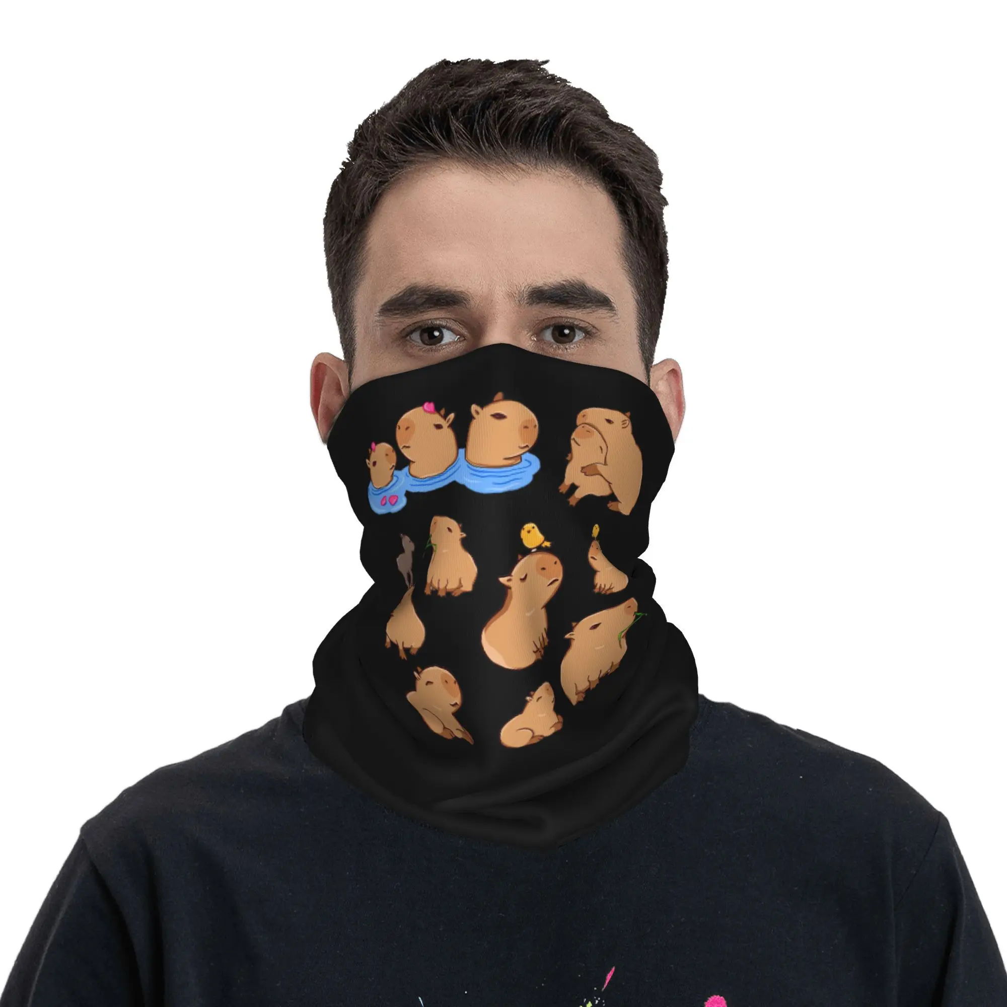 

Capybara Pattern Bandana Neck Cover Printed Mask Scarf Warm Balaclava Running For Men Women Adult Washable