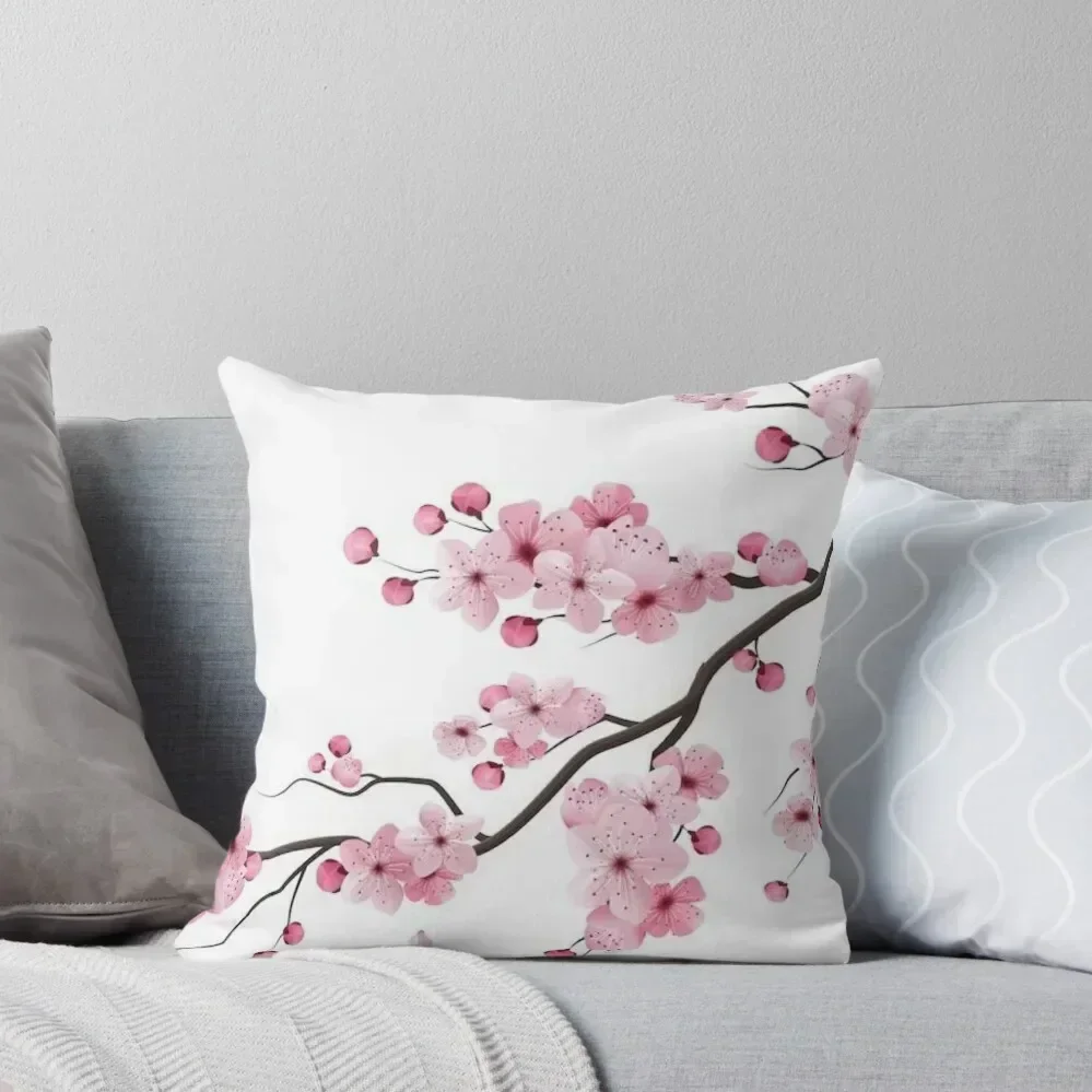 Funda de cojín decorativa con rama de sakura realista japonesa, fundas de almohada para cojines de sofá, almohada decorativa de lujo