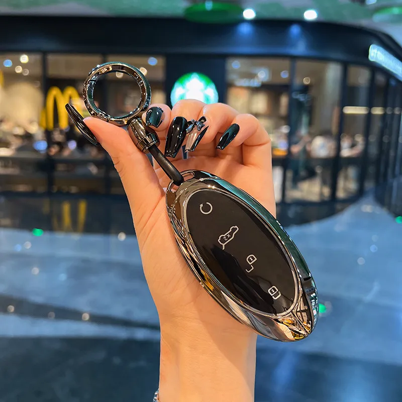 For BYD YangWang U8 U9 U7 Premium Zinc Alloy Metal Key Fob Cover Case  Luxury Anti-Scratch Smart Keychain Ring