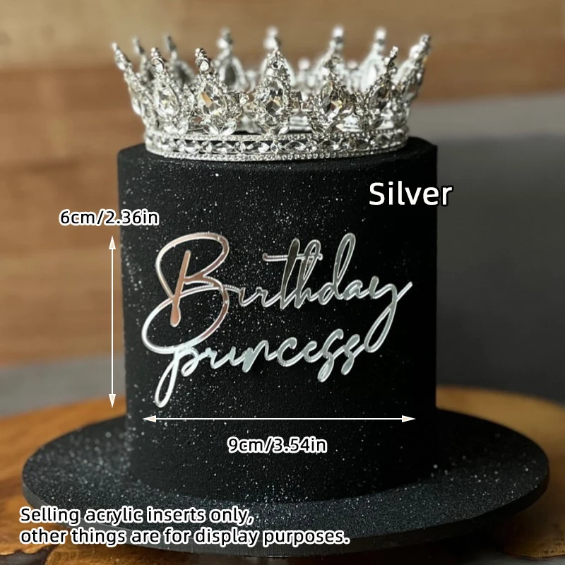 Tortenaufsatz aus Acryl, alles Gute zum Geburtstag, Königin, Prinzessin, geeignet für Mädchen, Geburtstagsparty, Kuchendekoration, Mädchen Mizwa-Babyparty – Detail 15