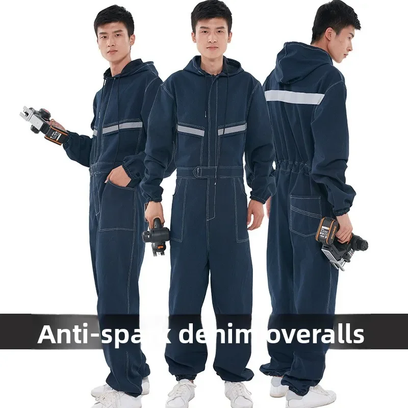 durableone-piece-overalls-welders-painters-steam-engine-repairs-denim-suits-dustproof-workwear-reflective-strips-labor-protectio