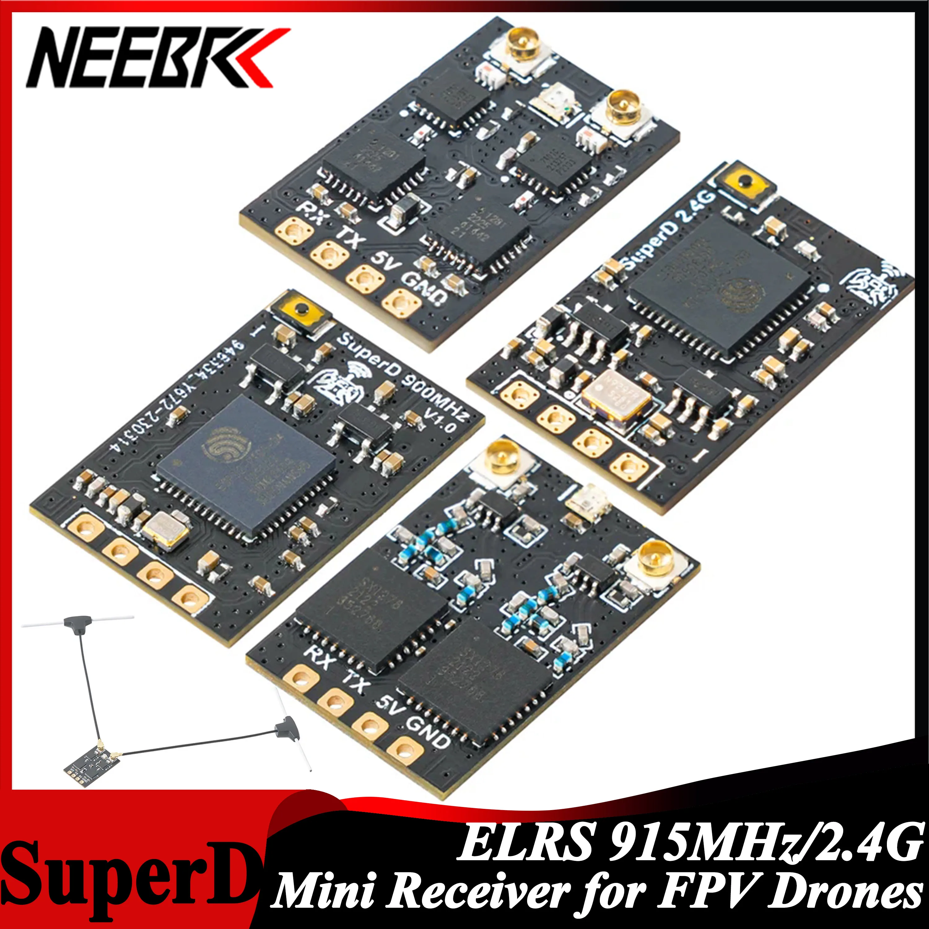 

NEEBRC ELRS SuperD 2.4G 915MHz ExpressLRS Mini Receiver RX for RC Transmitter TX FPV Freestyle Long Range Drone Model Parts