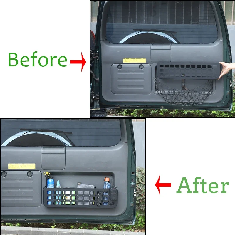 

For Toyota Prado 120 FJ120 2003-2009 Aluminum alloy Multifunctional storage baffle for tailgate mesh pocket car Accessories