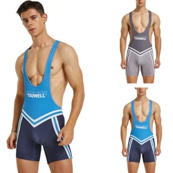 2024 Men's Undershirts Bodysuit Wrestling Singlet Fitness Workout One-Piece Vest Bodywear Underwear Bodybuilding Jumpsuit