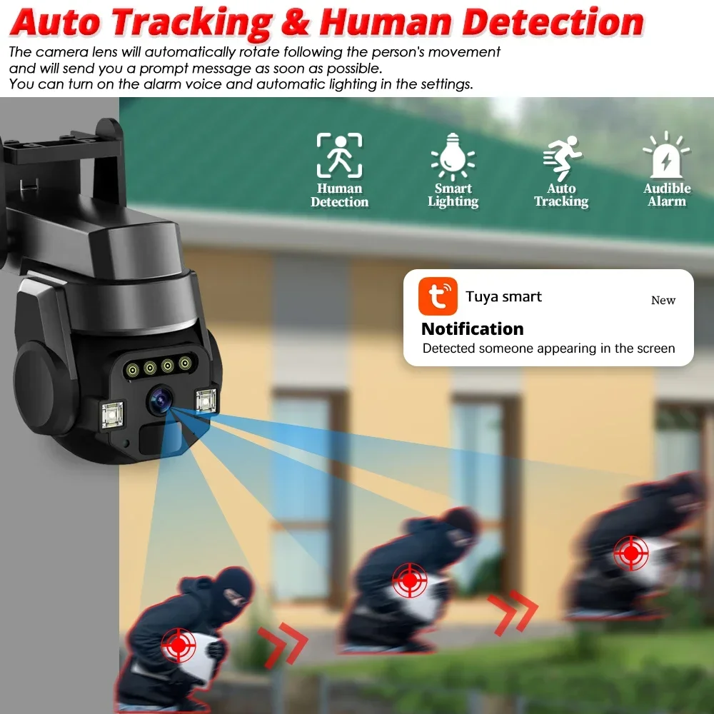 Imagem -04 - Câmera de Vigilância por Vídeo Wifi Tuya 5mp Externa 360 ° Rastreamento Automático Inteligente do Produto da Segurança do Cctv Ptz da Câmera ip da Segurança sem Fio
