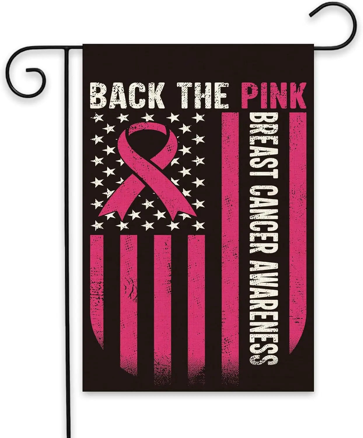 Back the Pink Garden Flag - Breast Cancer Awareness Ribbon Garden Flag - Hope Love Cure Inspirational Support Yard Outdoor Decor