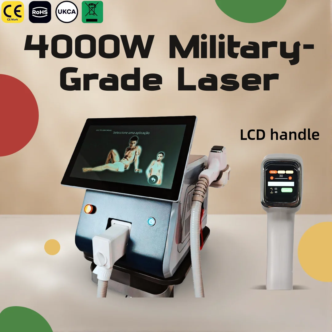 Diode Laser Hair Removal Machine 4 Wavelengths with Sapphire Ice-Cooling Permanent Painless Hair Remover CE Certified for Face