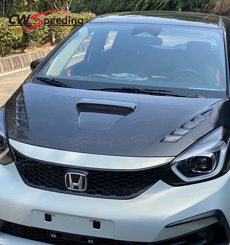 CWS-B STYLE CARBON FIBER ENGINE HOOD BONNET FOR 2021-2022 HONDA JAZZ FIT GR9