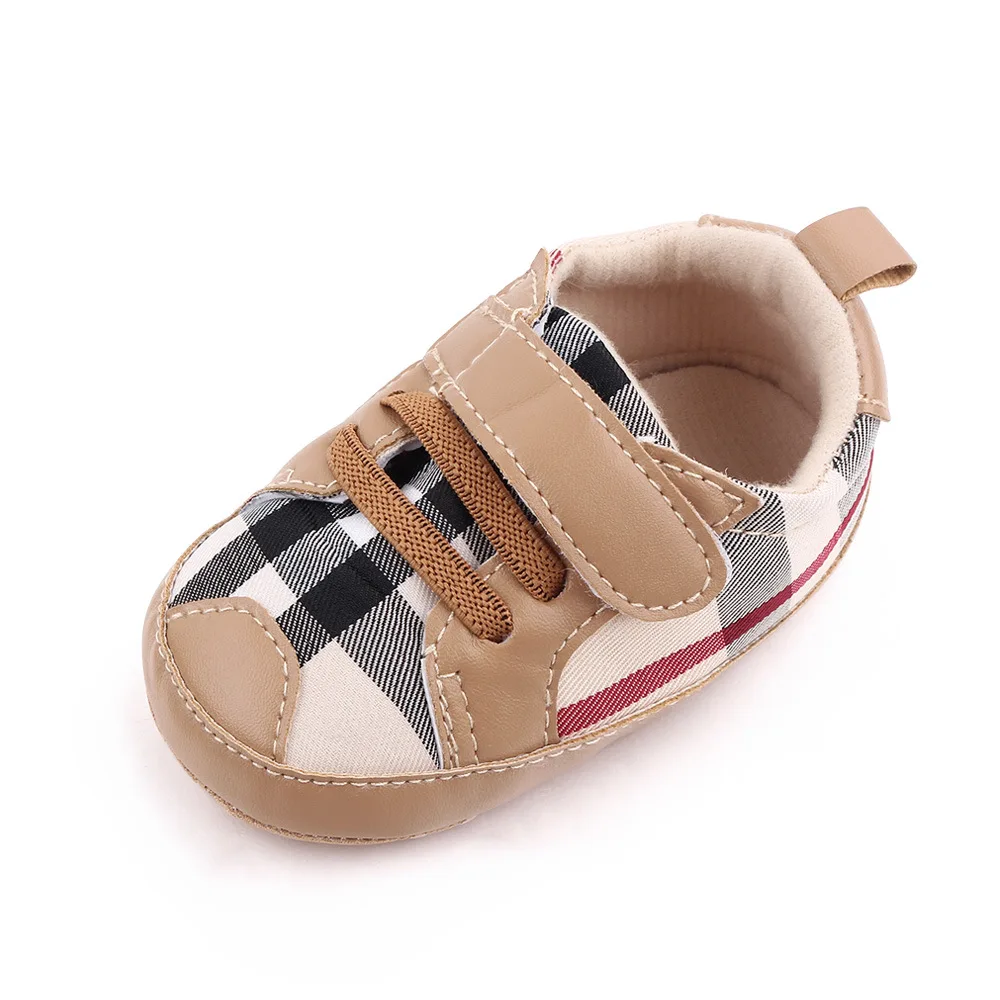 Spring and Autumn Baby Fashion Plaid Color Matching Soft Soles Comfortable Walking Shoes for Boys and Girls