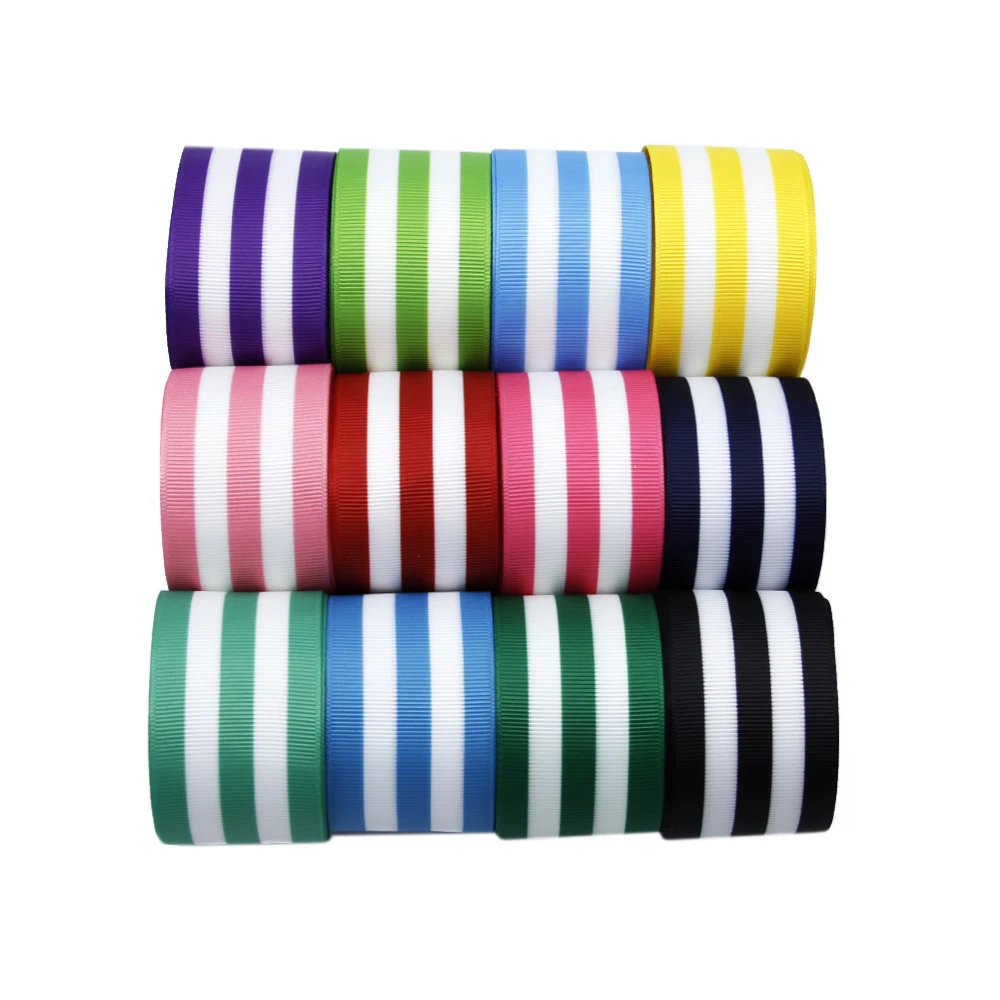 5 Yards 38mm Plain Color Stripe Printed Double Side Grosgrain Ribbon For Gift Wrapping DIY Hair Bow Crafts Home Packing,5Yc2446