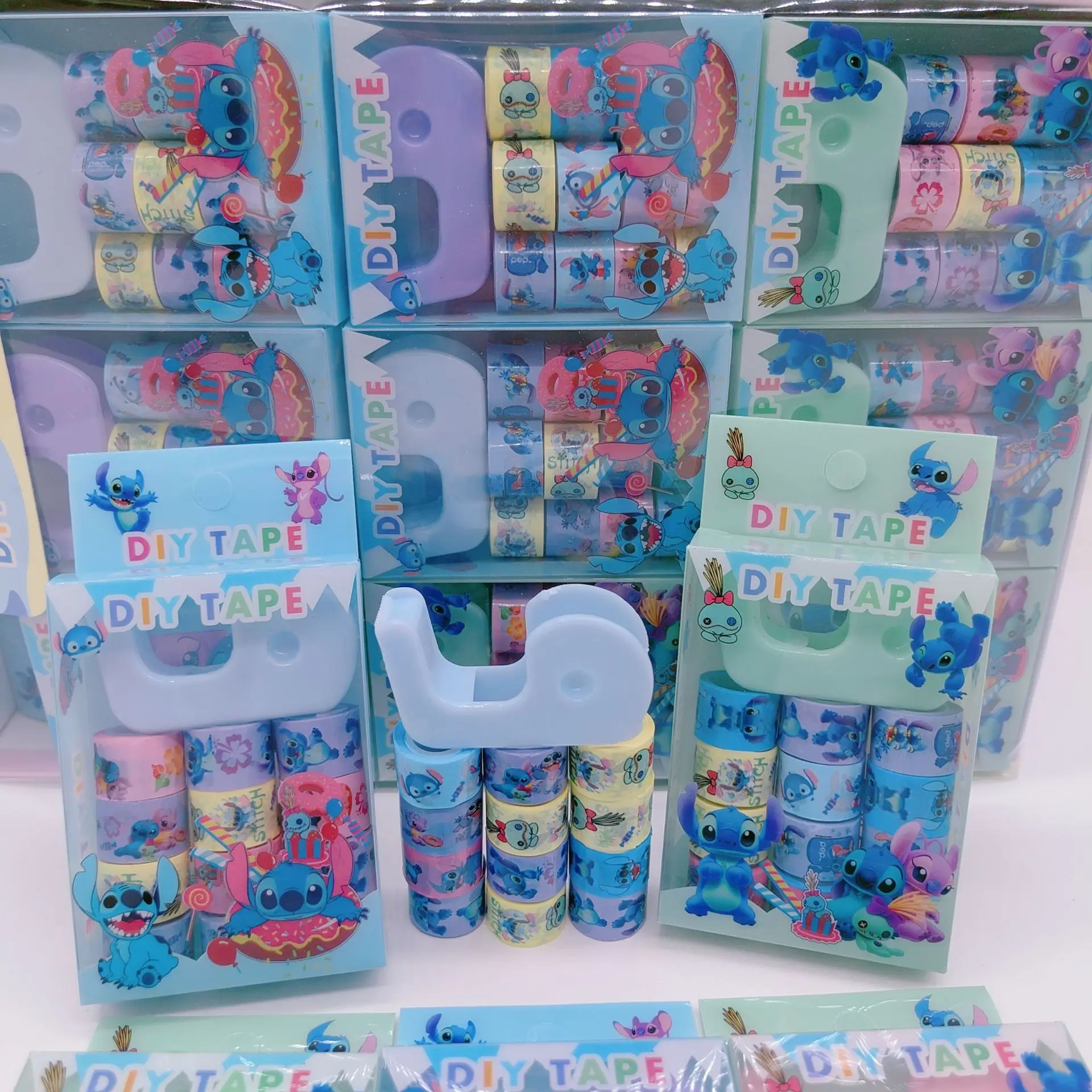 12pcs Stitch Anime Figure Sticker Diy Masking Adhesive Washi Tapes Stickers Children School Stationery Cosplay tape Kid Toy Gift