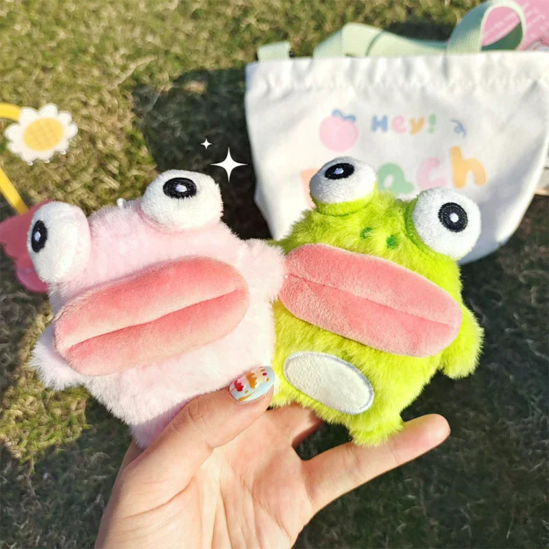 Plush Doll Pendant Couple Key Ring Backpack Charms Car Bag Decor Christmas Gift Cute Sausage Mouth Frog Key Chain Cartoon