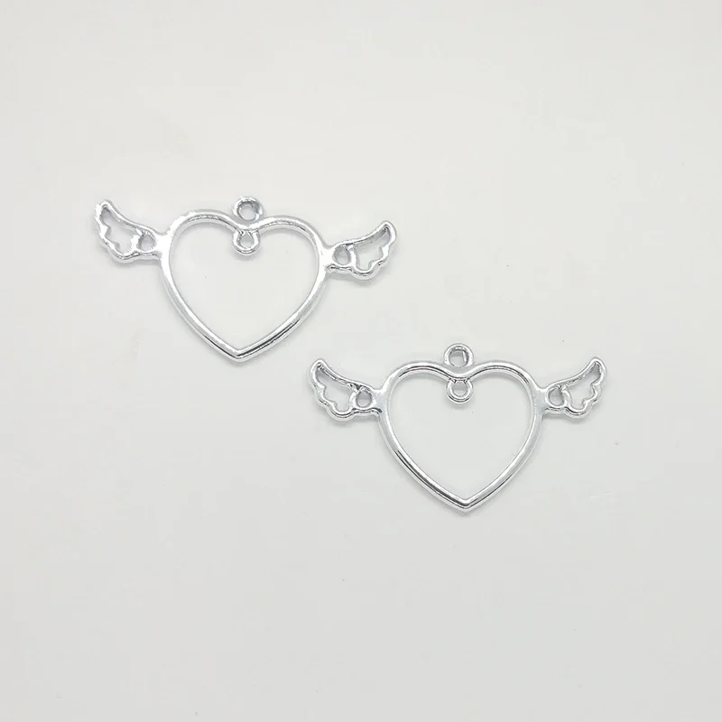 New 10pieces/bag 35mm Zinc Alloy Plating wings heart Charms Pendants DIY Earring Necklaces Bracelets Jewelry Accessories
