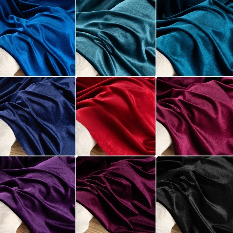 Tela de terciopelo coreano por metros para vestidos Cheongsam ropa costura brillo 4 lados tela de terciopelo elástico liso suave drapeado