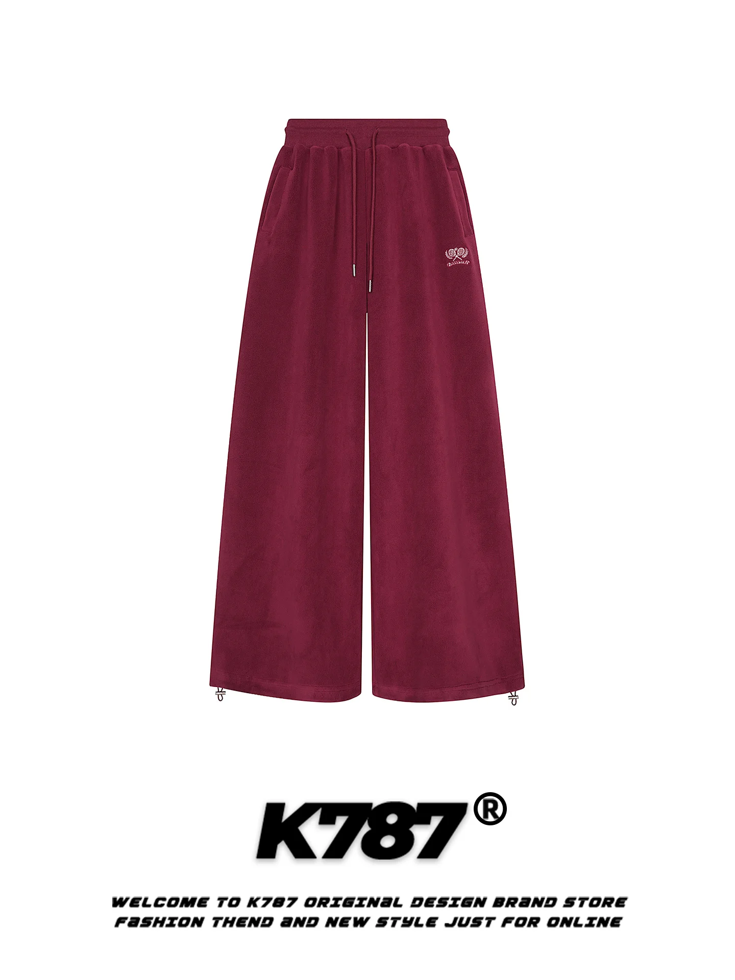 

Широкие брюки K787 в американском ретро-стиле, с высокой талией, свободного кроя, унисекс, повседневные, прямого силуэта, красные