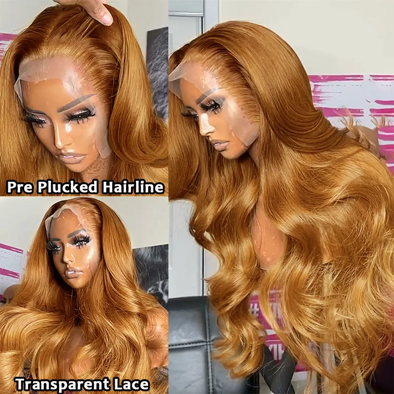 34 Inch Ginger Blonde 13X6 Lace Front Wig 13X4 Body Wave Human Hair Wigs Transparent Brazilian Human Hair Lace Frontal Wig Women