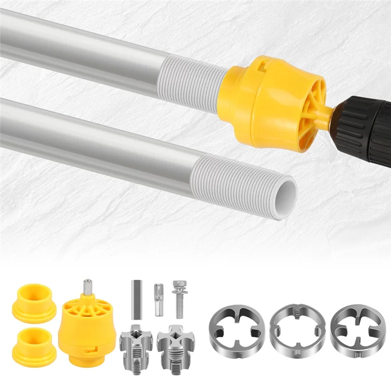 

AT19-8PCS PVC Thread Maker Tool 1/2 Inch 3/4 Inch 1 Inch Electric Drill Plastic Pipe Tap Die Dies Pipe Threader Plumbing Tool