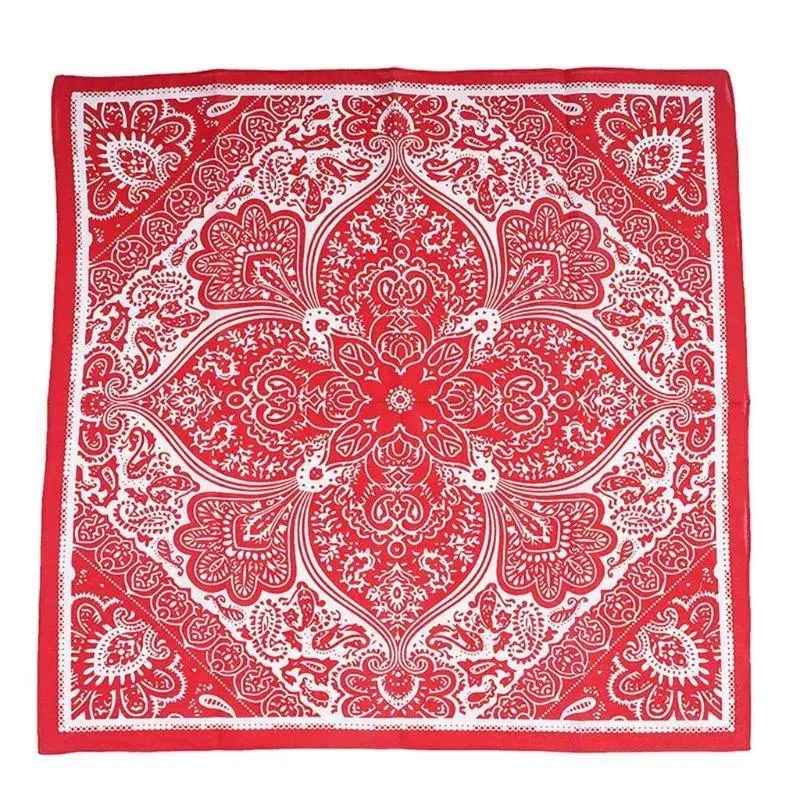 

39BD 58x58cm Korean Women Cotton Square Bandana Ethnic Geometric Paisley Floral Print
