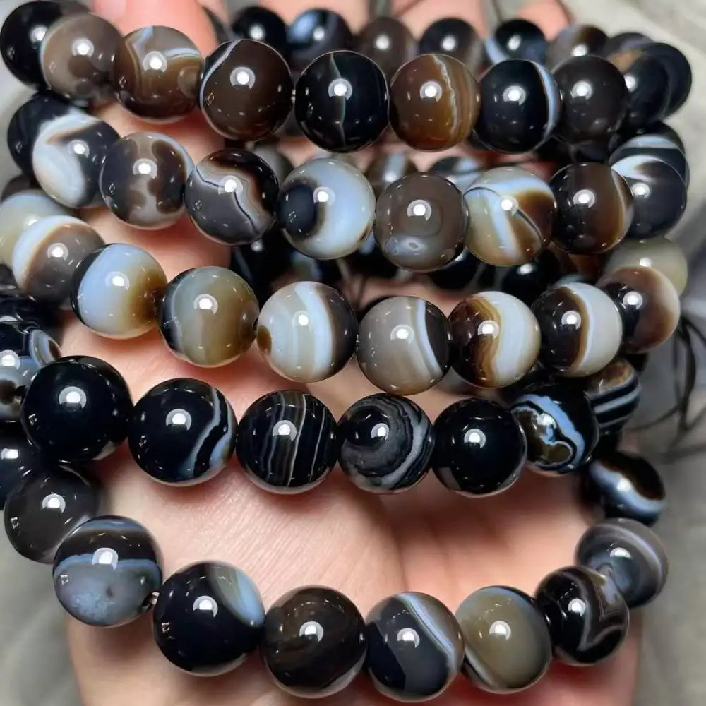 

3bracelets AKAC approx10mm natural agate bracelet beads