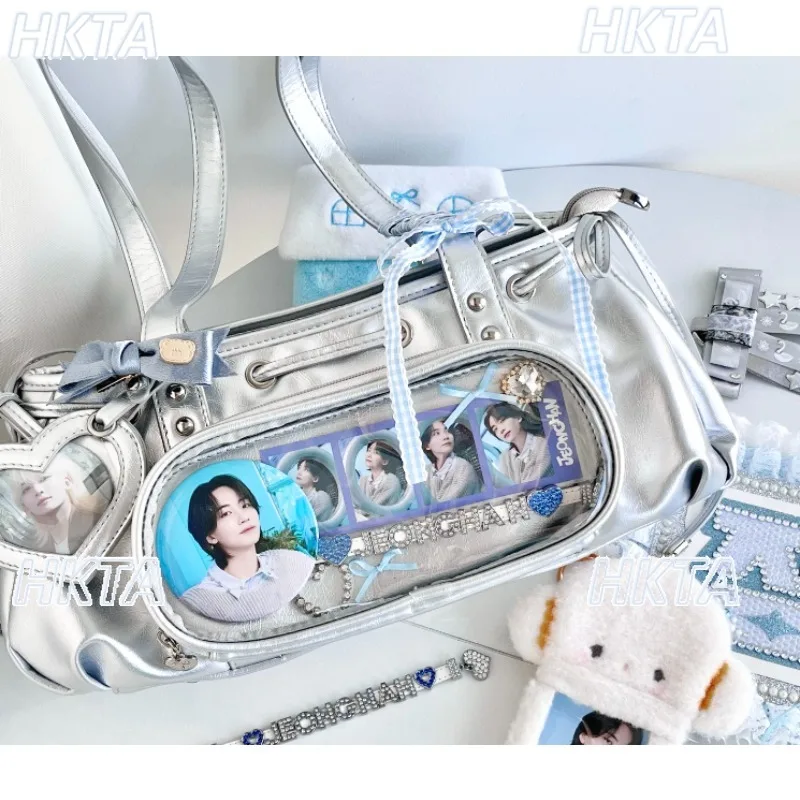 Japanese Summer New Sweet Bow Two Dimensional Pain Bag Student Daily Large Capacity White Messenger Bags Lolita Backpacks Women