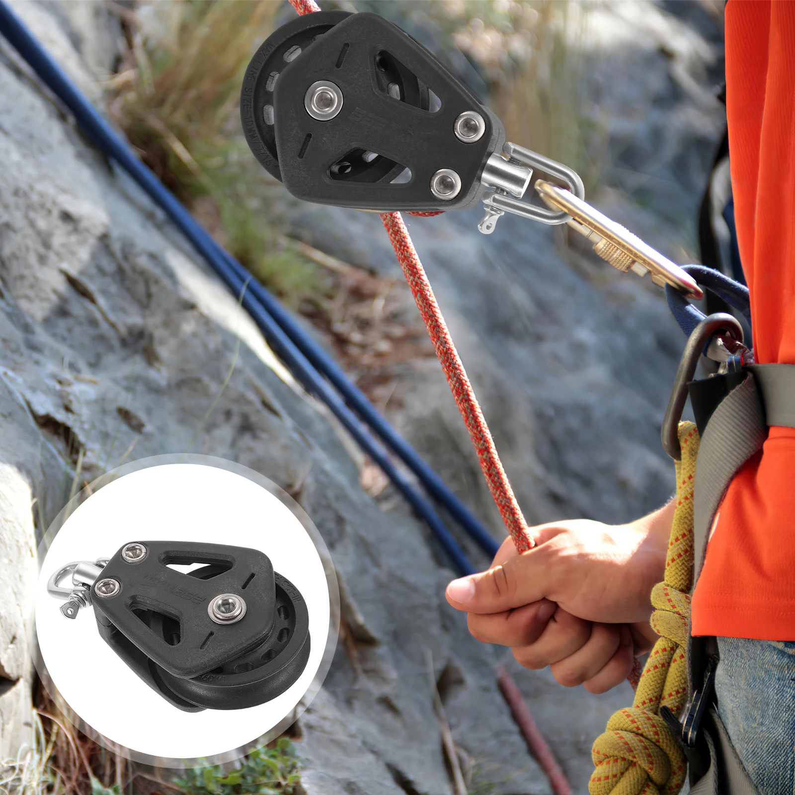 

Double Nylon Swivel Pulley Bearings Stainless Steel Marine Rope Block Sailboat Lifting Gear Fishing Hunting Accessories Boat