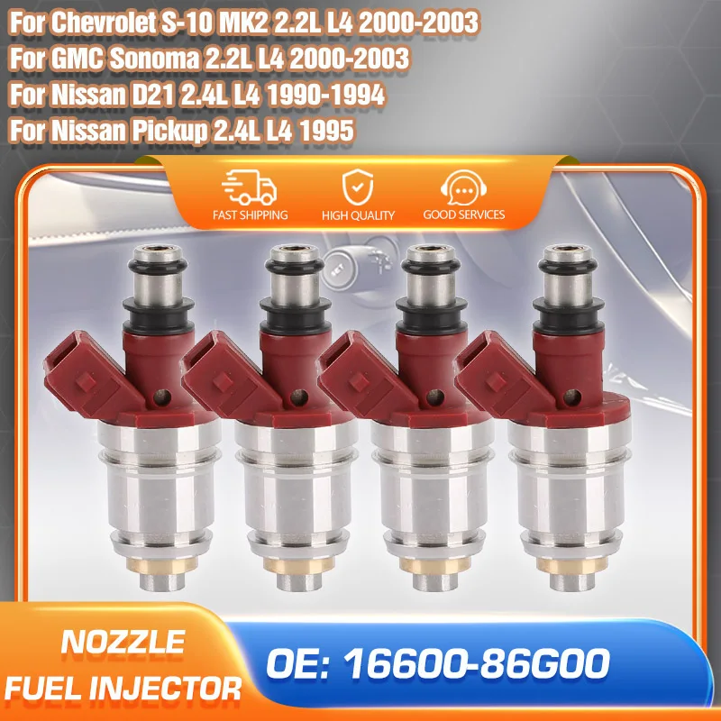 

Car Fuel Injector Nozzle 16600-86G00 For Chevrolet S-10 MK2 GMC Sonoma 2.2L L4 2000-2003 Nissan D21 Pickup 2.4L L4 1990-1995