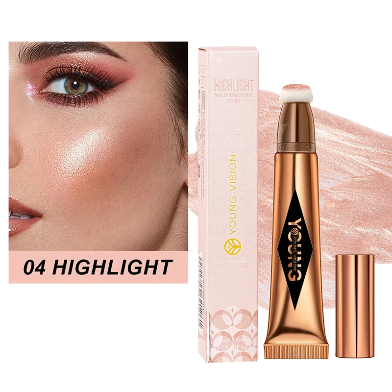 Multifunctionele Make-Up Pen Vloeistof 6 Kleuren Hoogglans Luchtkussen Poeder Blush Pen Gezicht Wangspons Tip Cosmetica Stick