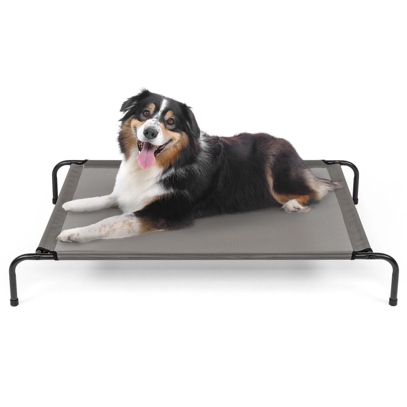 

US 50" Cooling Elevated Dog Bed w/ Metal Frame Indoor Outdoor Pet Hammock Bed Cot