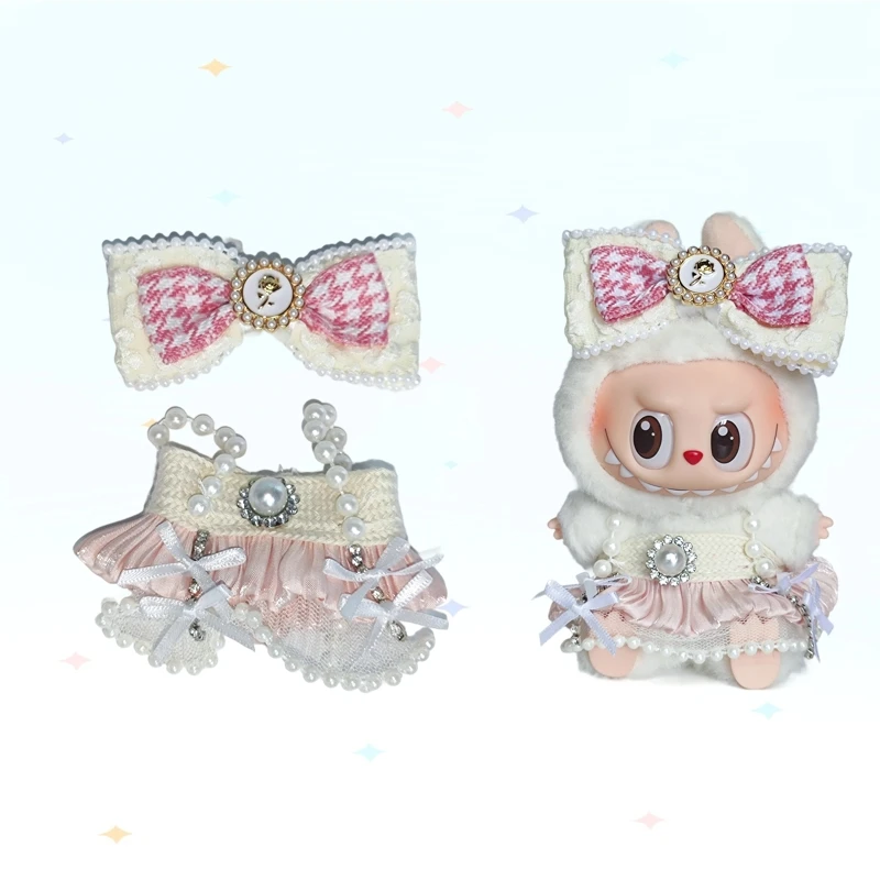 

17cm Clothes for Labubu Idol Dolls Party The Outfit Accessories Clothing Kids Gift Cute Plaid Skirt