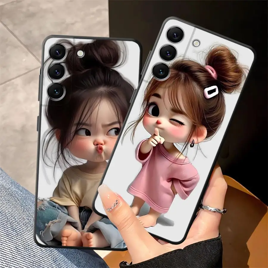 Weiche Handyhülle für Samsung Galaxy A22 A52 A32 A35 A24 A55 A26 A72 A51 A73 A23 A53 A25 A71 A41 A36 mit Cartoon-Mädchen-Muster