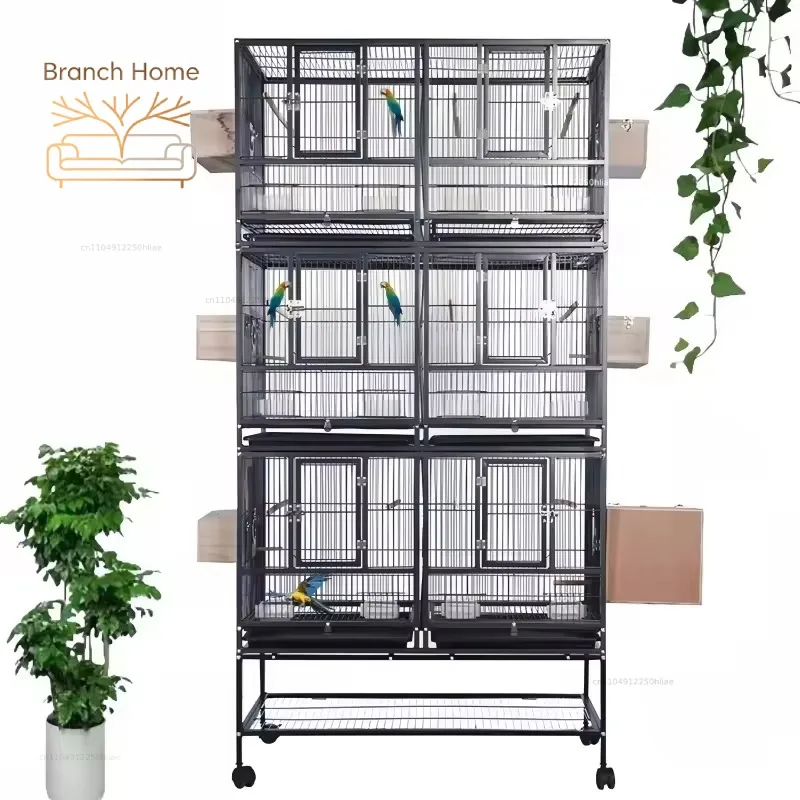 Custom Design Fully Transparent Simple Stainless Steel Parrot Cage Cages for Birds Pet Preform Wire Mesh House Macaw Cages Large