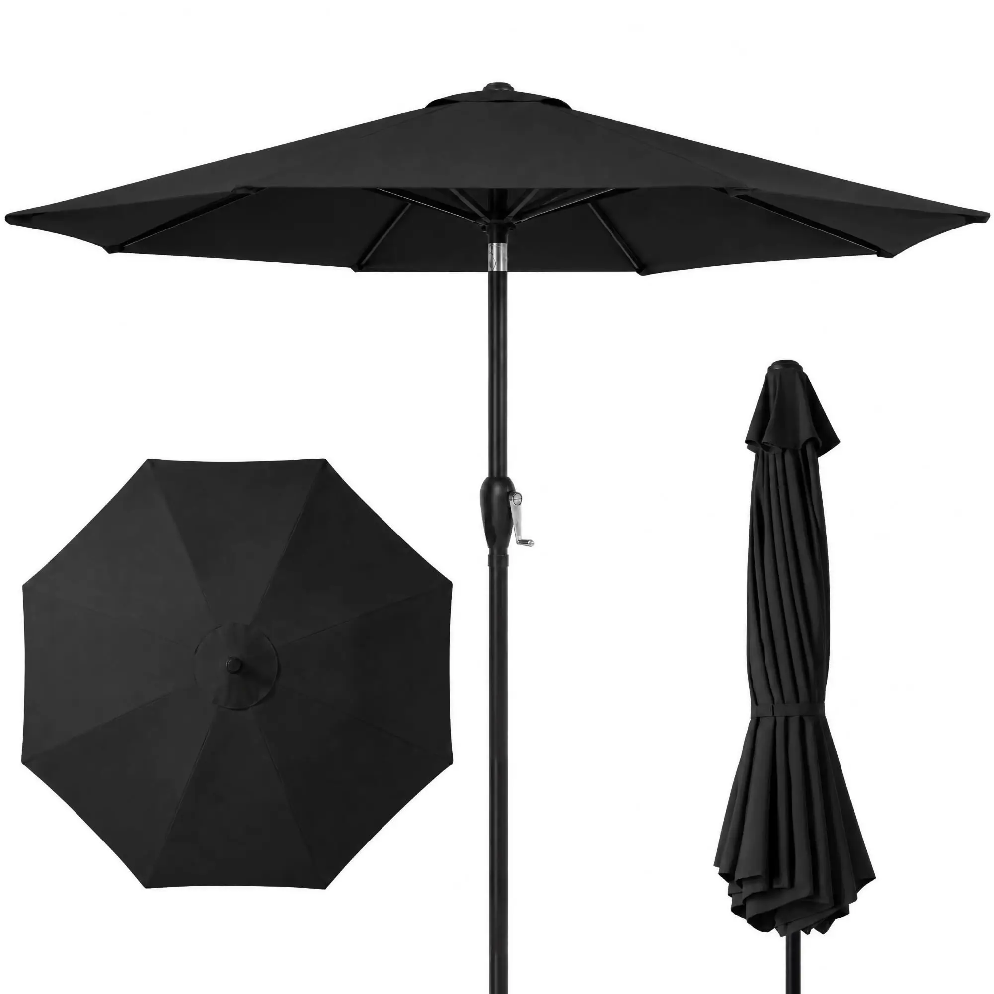 9ft Commercial Grade Patio Umbrella, 5-Year Fade Resistant 260 GSM Polyester Canopy, Rustproof Aluminum Frame, Smooth