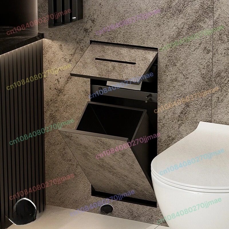 

Concealed Toilet Stainless Steel Niche, Embedded Trash Can for Toilet Edge, Space-Saving Bathroom Solution