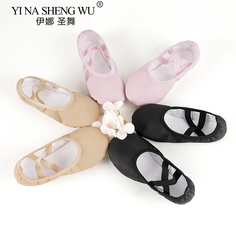 

Балетки из искусственной кожи для маленьких девочек, детская танцевальная обувь, кожаные балетки, детская гимнастическая обувь на мягкой подошве, танцевальные тапочки