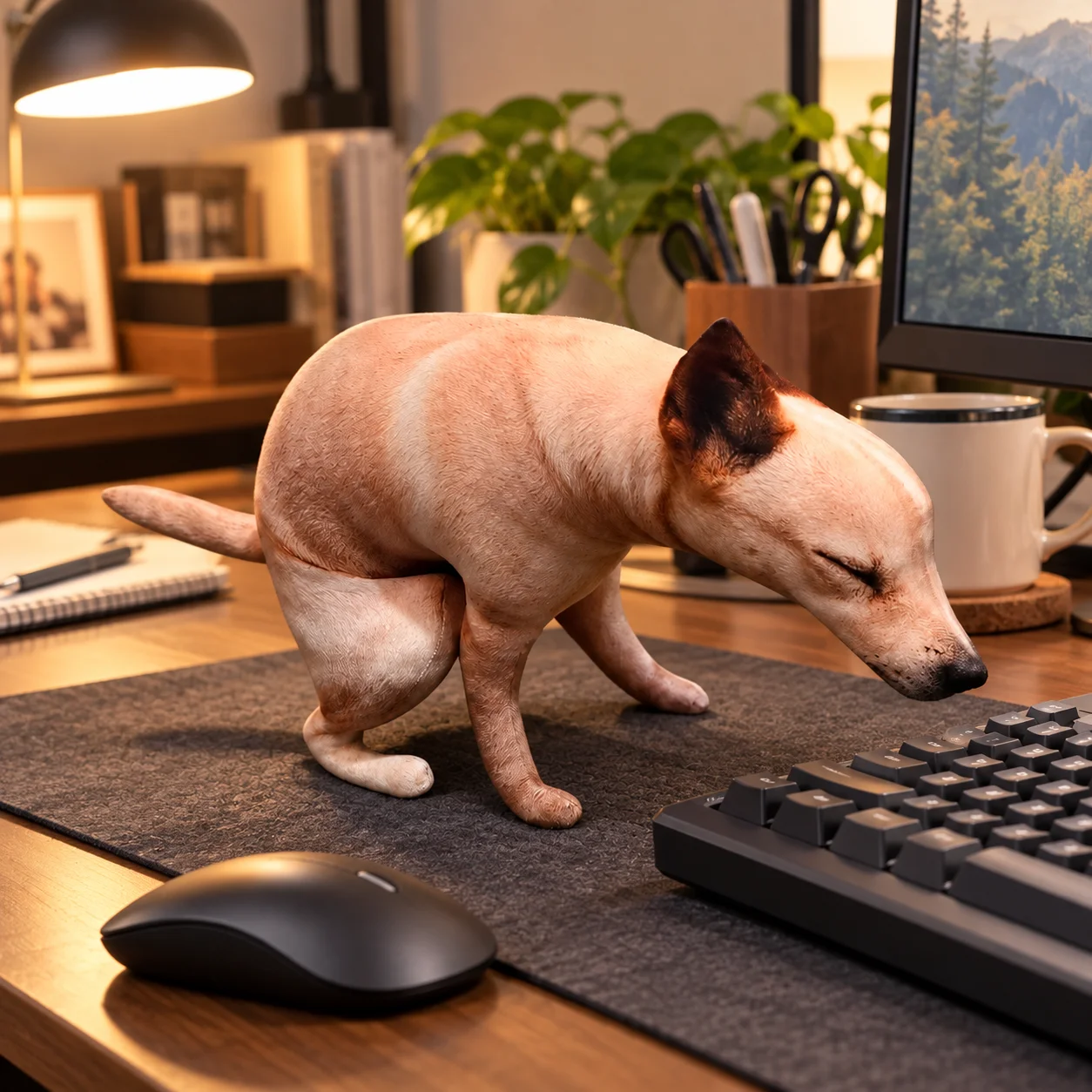 Simulation Dog Plush Toy 3D Soft Lifelike Abstract Dog Throw Pillow Funny Squatting Dog Plush Stuffed Toy Sofa Desk Decor Gift