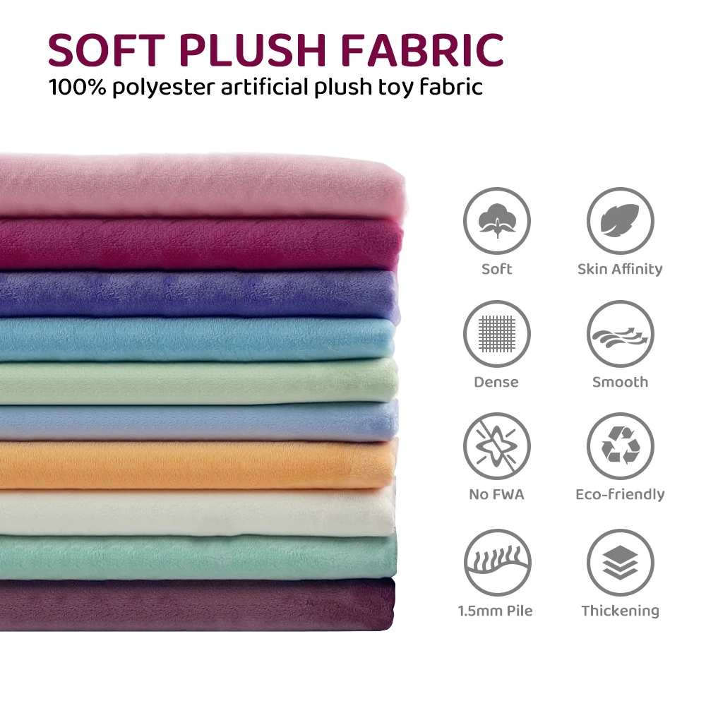 1.5mm Minky Plush Fabric 50x45cm 100% Polyester Soft And Cozy Suitable For Plush Fabric Dolls And Pillows