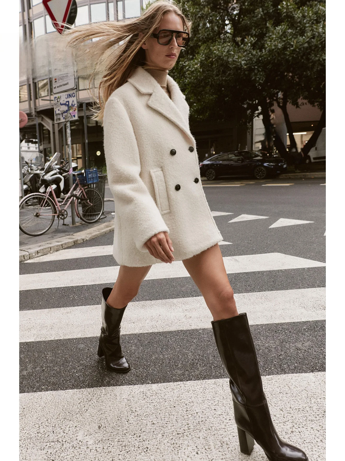 ZAPRHA 2025 otoño nuevo Sle mujer f-longitud doble botonadura abrigo de piel sintética Ele Sensation Faionable prendas de vestir exteriores