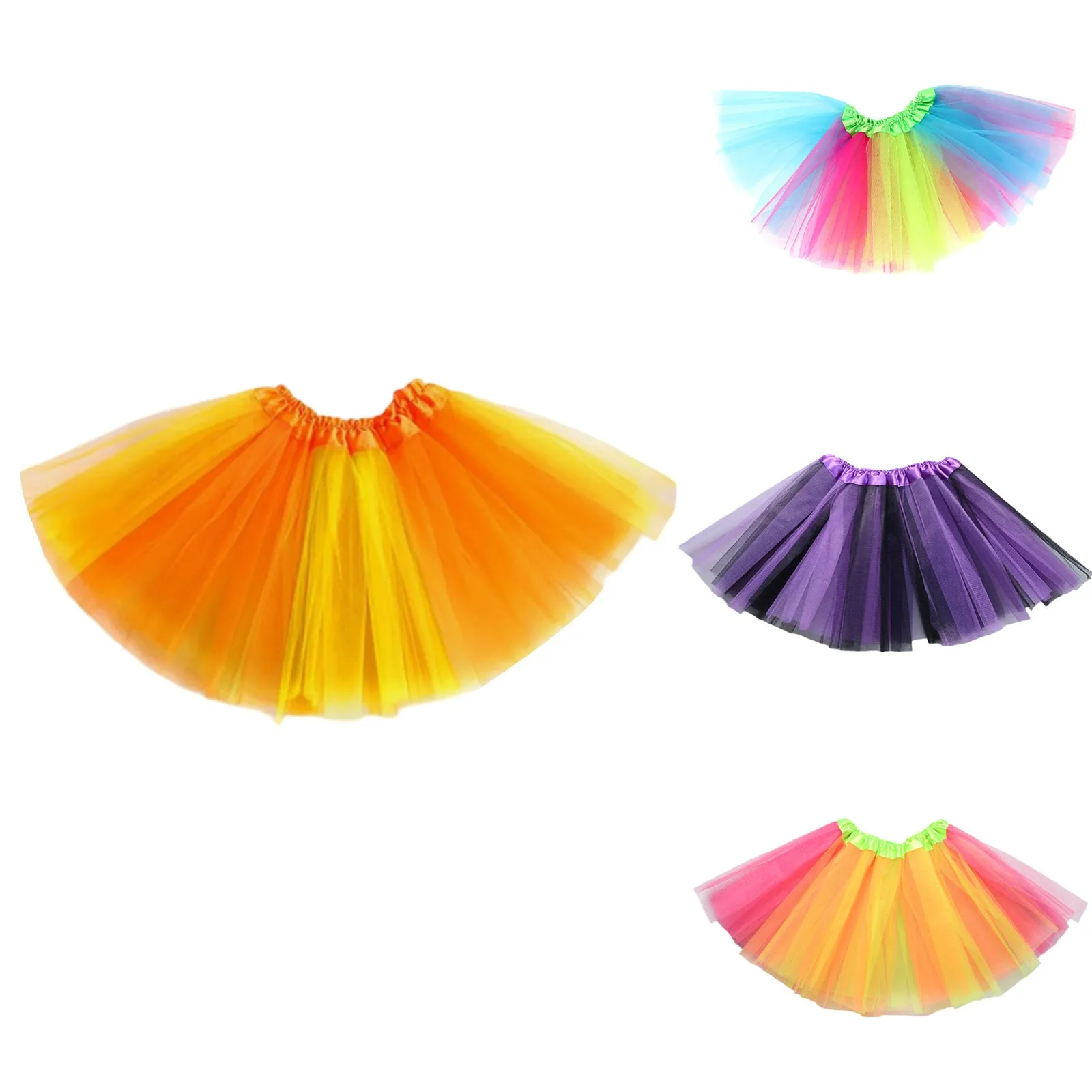 Toddler Girls Rainbow Birthday Party Tutu Skirt Performance Skirt Cute Fashion Printing Skirt Jean Jackets for Baby Girls ﻿