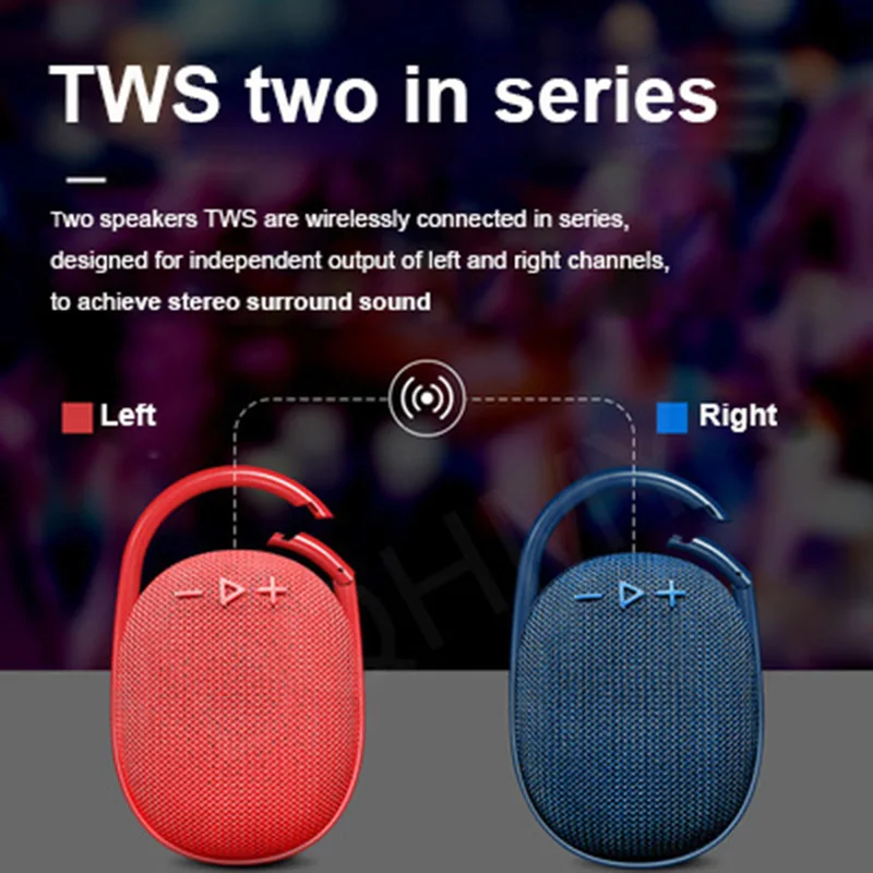 Clip 4 Wireless Bluetooth Speaker Sound Box TWS Mini Subwoofer Powerful Waterproof Music Box  Bass Small Audio USB Caixa De Som