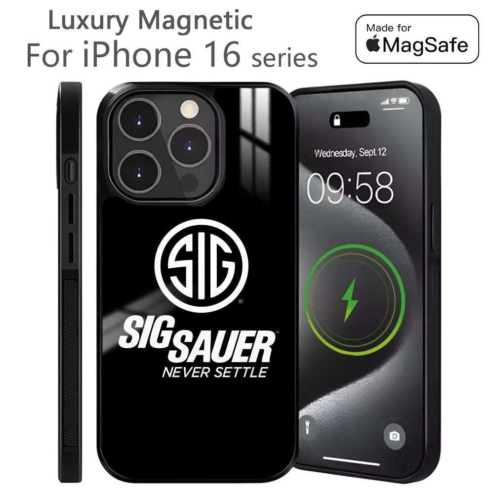 

Classic S-SIG S-SaueR Phone Case For iPhone 16 15 14 13 12 11 Pro Max Plus Mini Magnetic Magsafe Wireless Charging Cover