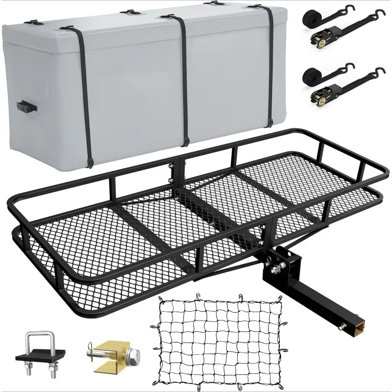 

Hitch Cargo Carrier Basket Combo 60" x 24" x 6" 500 LBS Folding Trailer Hitch Cargo Carrier Fits 2" Receiver with 18.2