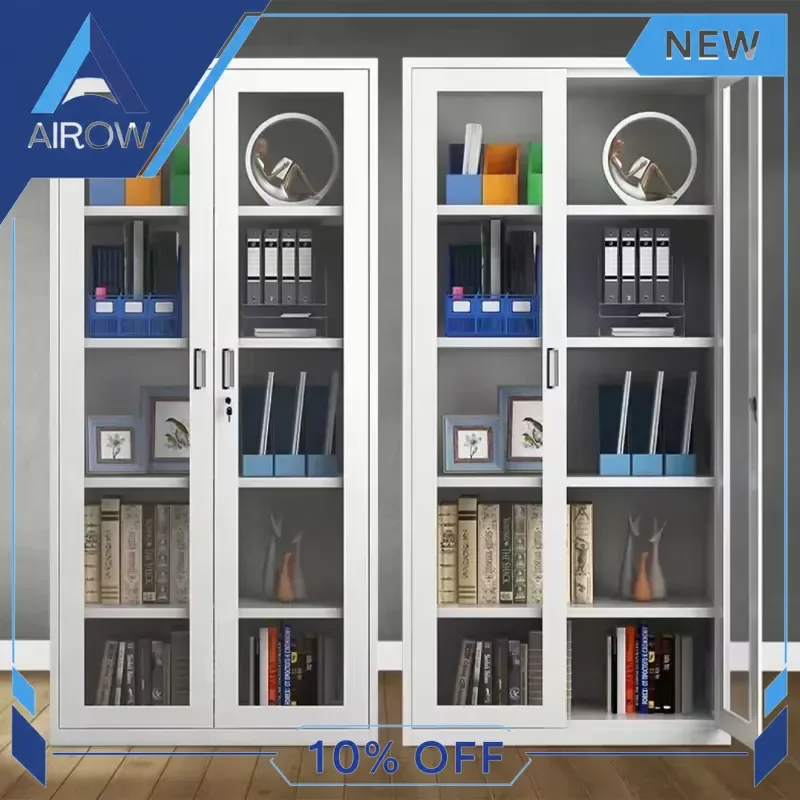 for Office Steel File Cabinet with Lock Glass Door Data Archive Storage Metal Filing Cupboard Home Business Document