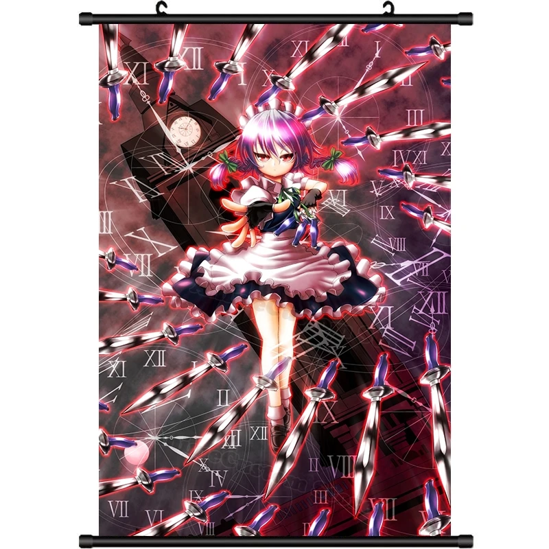 อะนิเมะ Izayoi Sakuya Touhou โครงการน่ารักสาว Wall Scroll Roll ภาพวาดโปสเตอร์แขวนภาพโปสเตอร์คอลเลกชันคอสเพลย์ของขวัญ