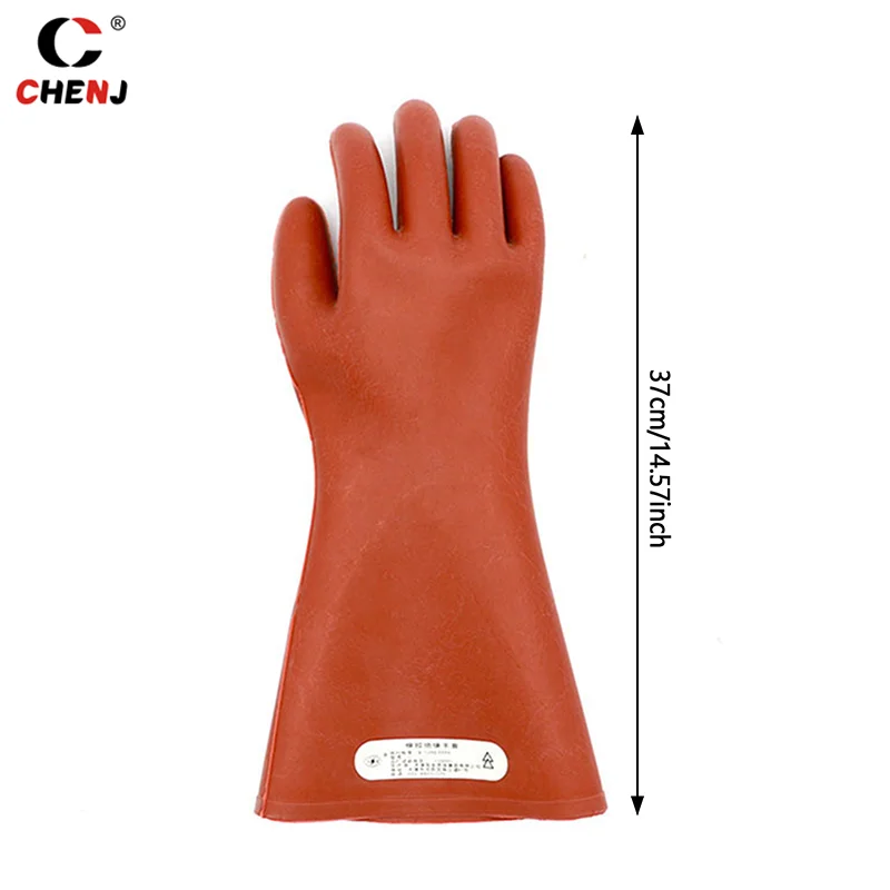 Gants Isolants Électriques Professionnels en Caoutchouc, Accessoire Anti-Électricité, Haute Tension 12kv, de 37cm, pour Électricien, de Sécurité, 1 Paire